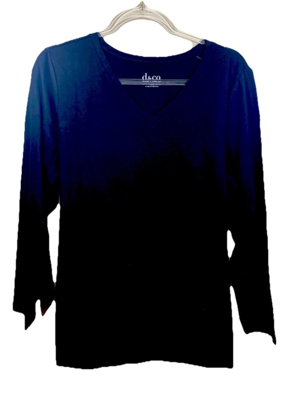 Denim & Co Size 1X Black V Neck Stretch Long Sleeve Tunic Top NEW
